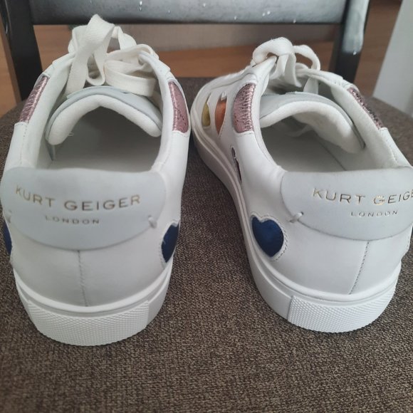 KURT GEIGER LANE sneakers in WHITE LEATHER with RAINBOW HEART size 8 - Picture 8 of 10